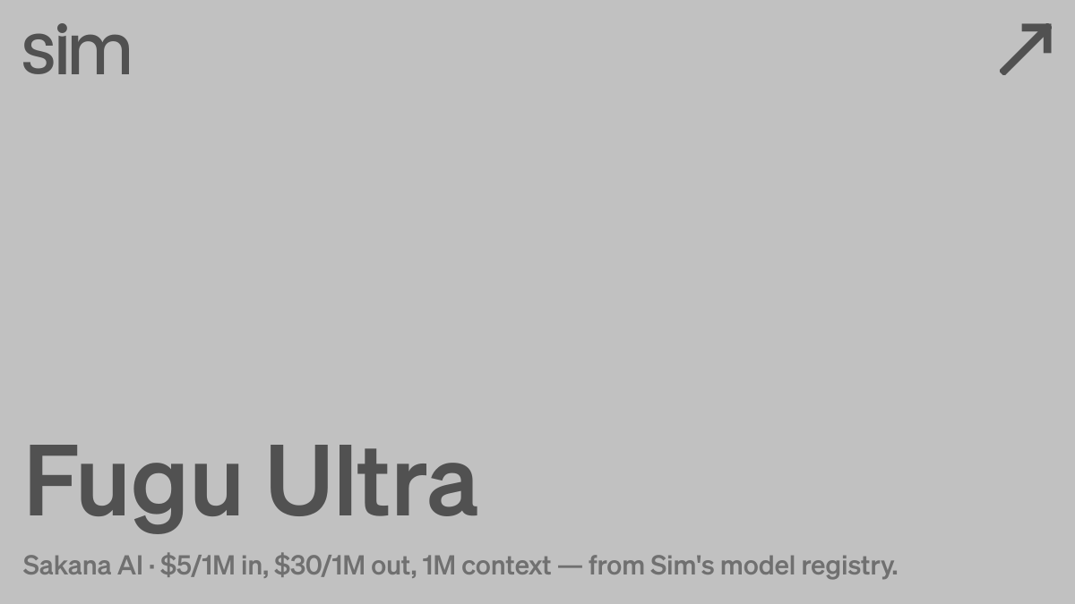 Fugu Ultra Pricing, Context Window, and Features | Sim