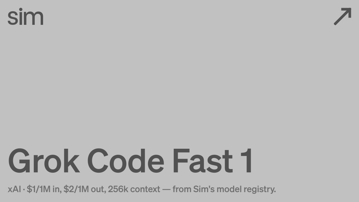 Grok Code Fast 1 Pricing, Context Window, and Features | Sim
